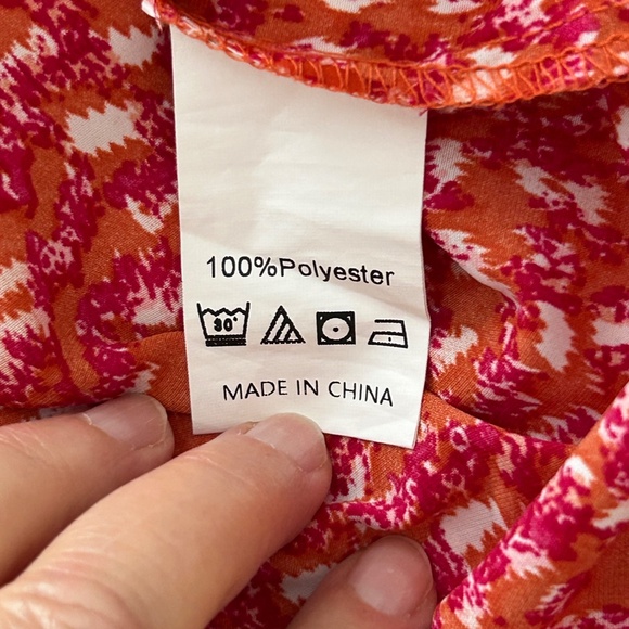 BTFBM Short Sleeve Mock Neck Ruffle Summer Print Boho Top, Size S - Picture 11 of 13